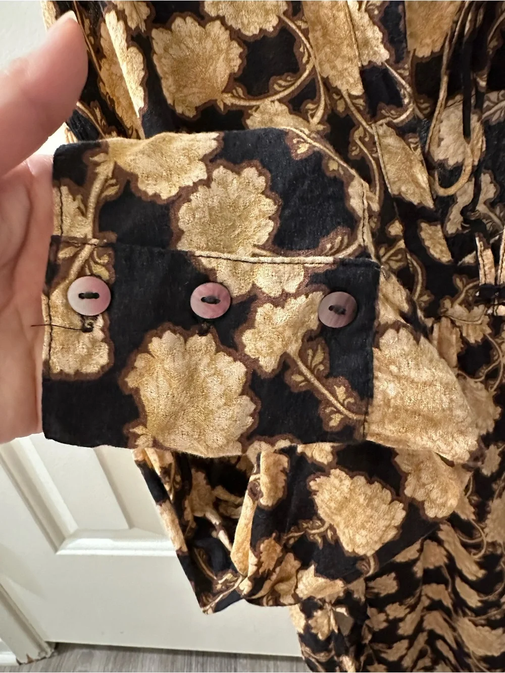 Free People Black & Gold Floral Top